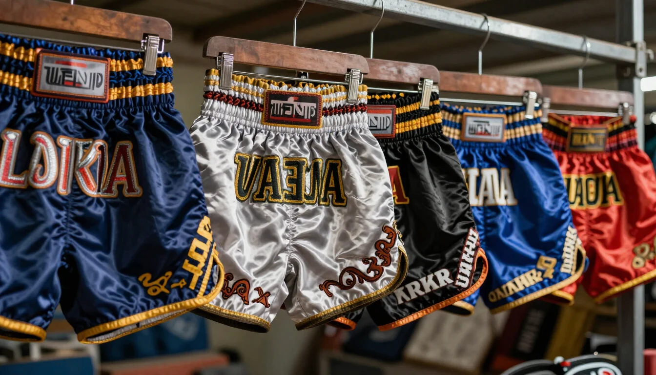 Traditional satin Muay Thai fight shorts